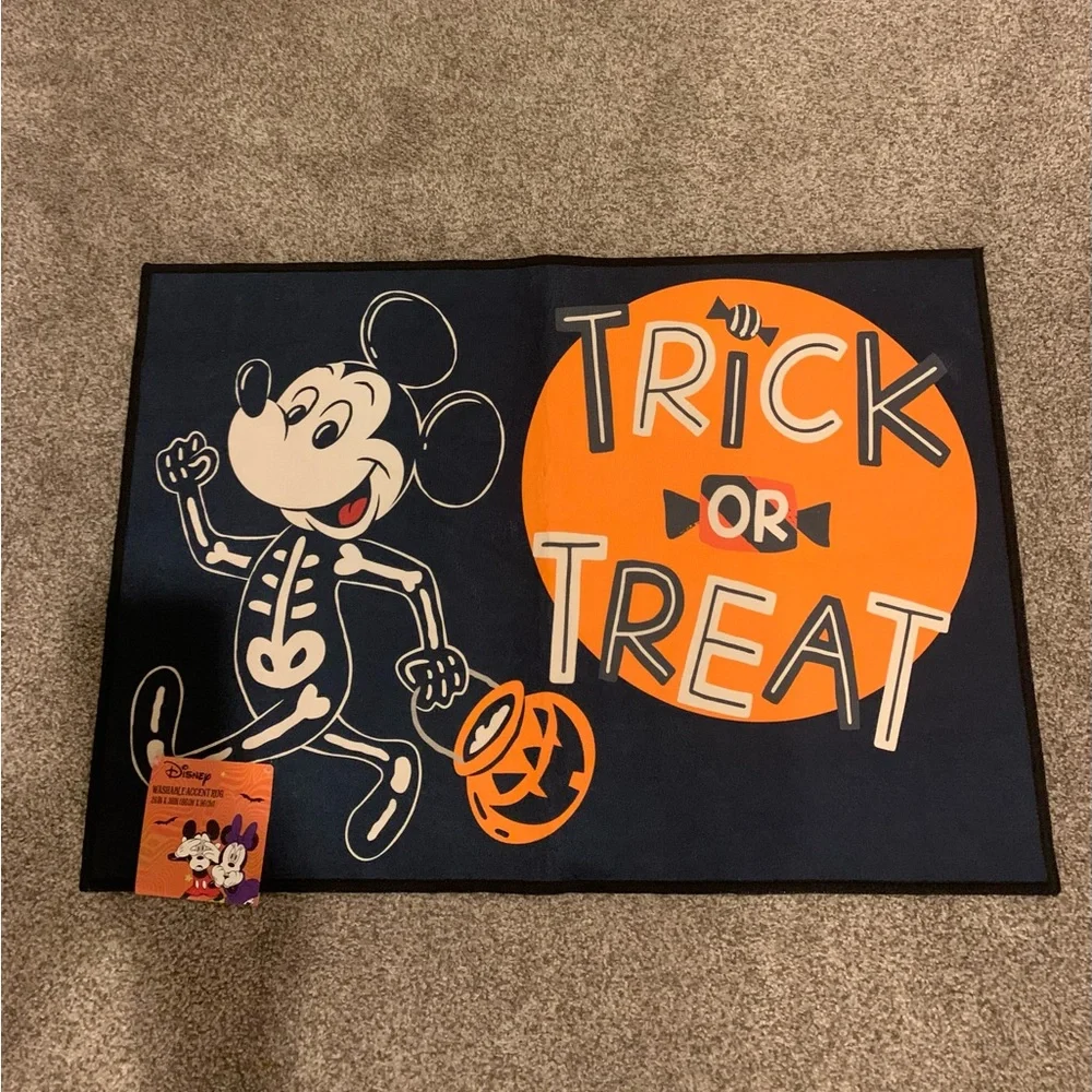 Disney Skeleton Mickey Mouse Accent Rug - Black and White NWT